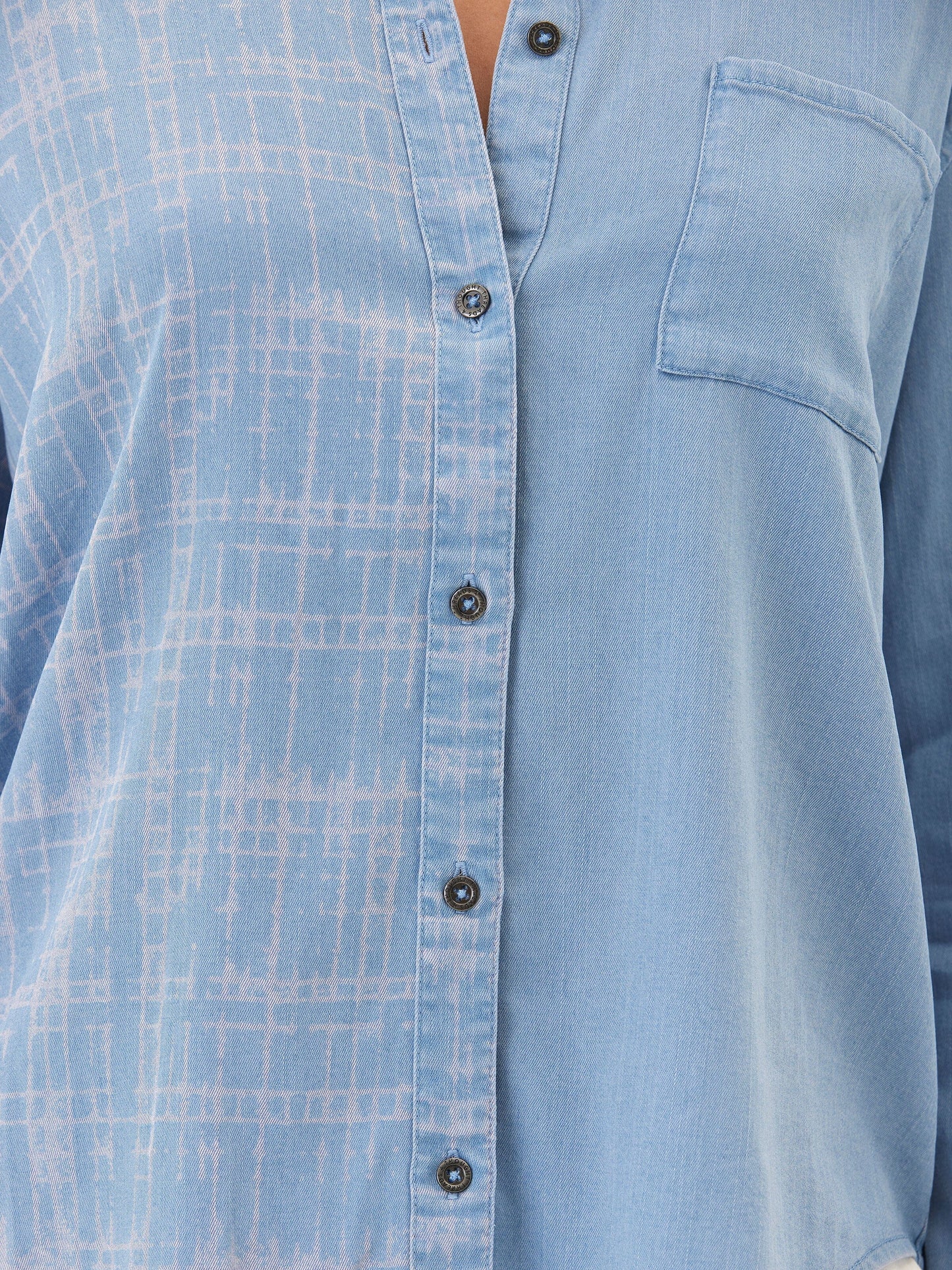 Prudence Grid Plaid Stretch Chambray Button-Down