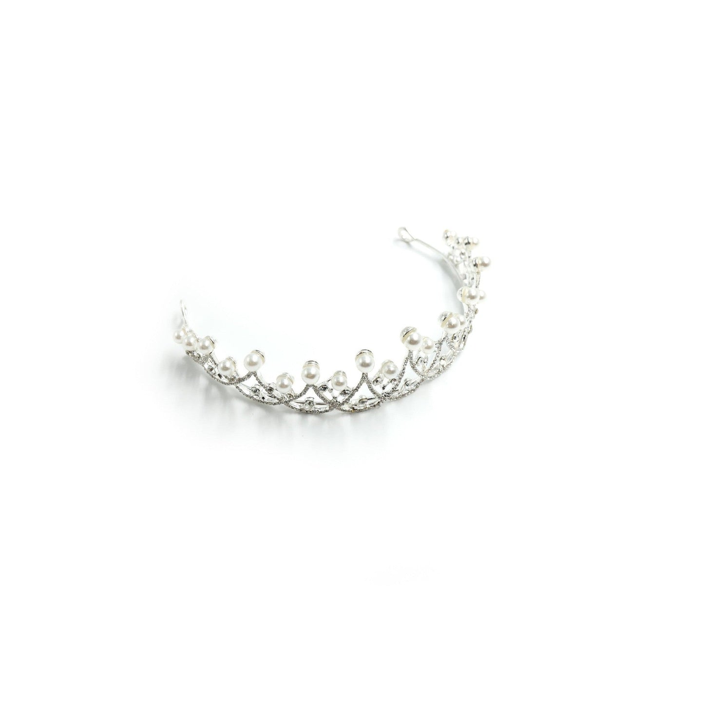 The Age of Pearls Crown Tiara in Silver | Royalty Crown Party or Bridal Hair Accessory