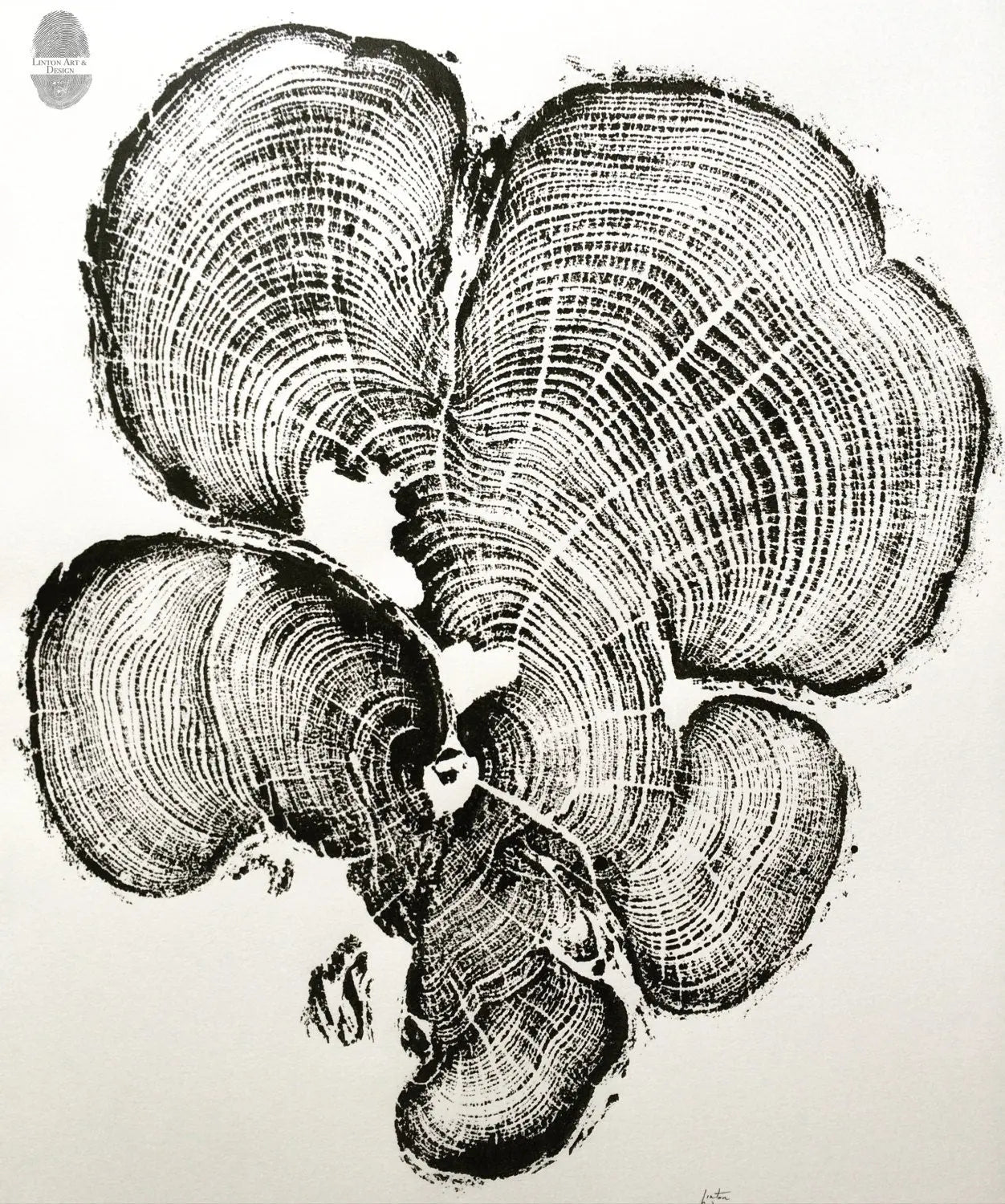 Three Panel Wall Art, Tree Blocks, Woodcut print, Tree hugger gift, Signed Original 18x24 inches