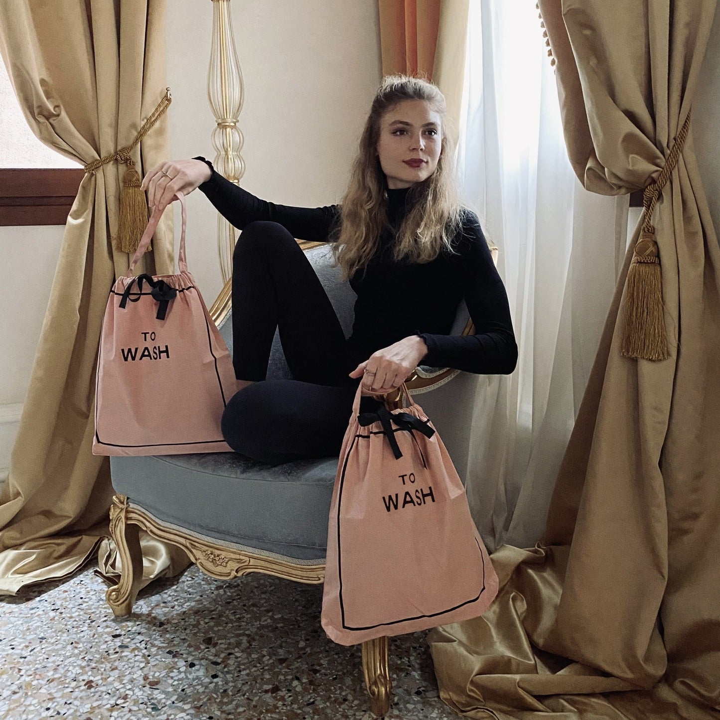 To Wash Laundry Bag, Pink/Blush - Osadia Concept Store