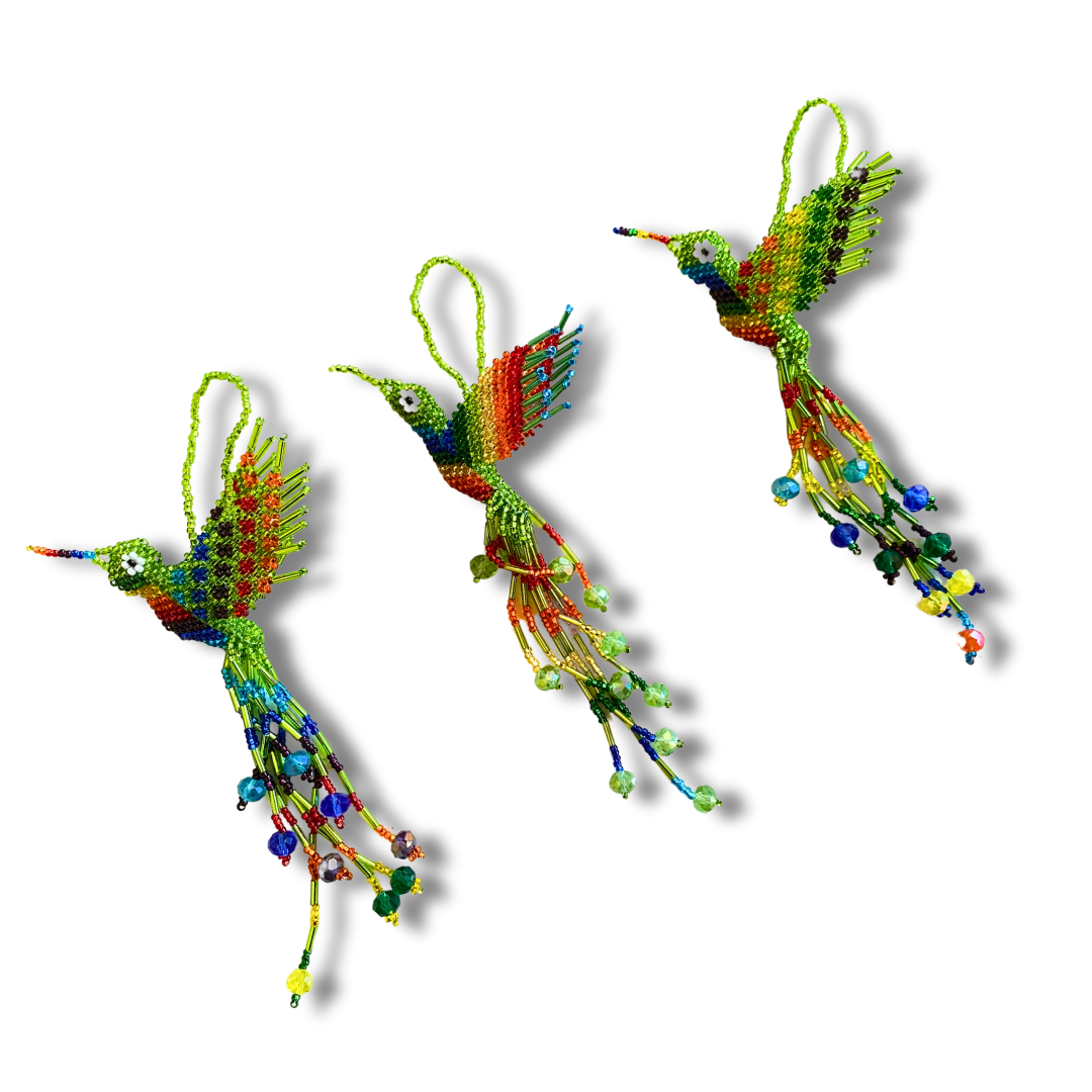 Large Hummingbird Seed Bead Handmade Ornament - Guatemala - Osadia Concept Store