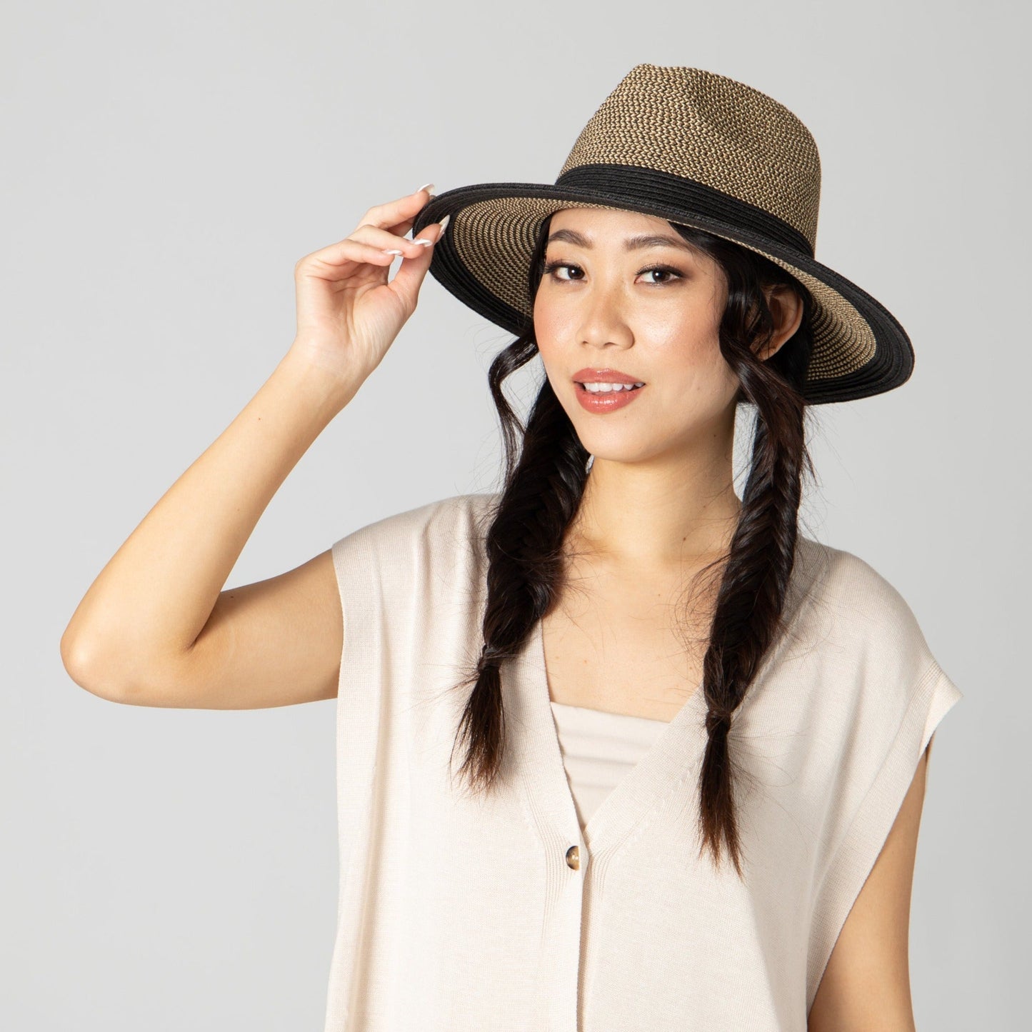 Women's Water Repellent Striped Fedora