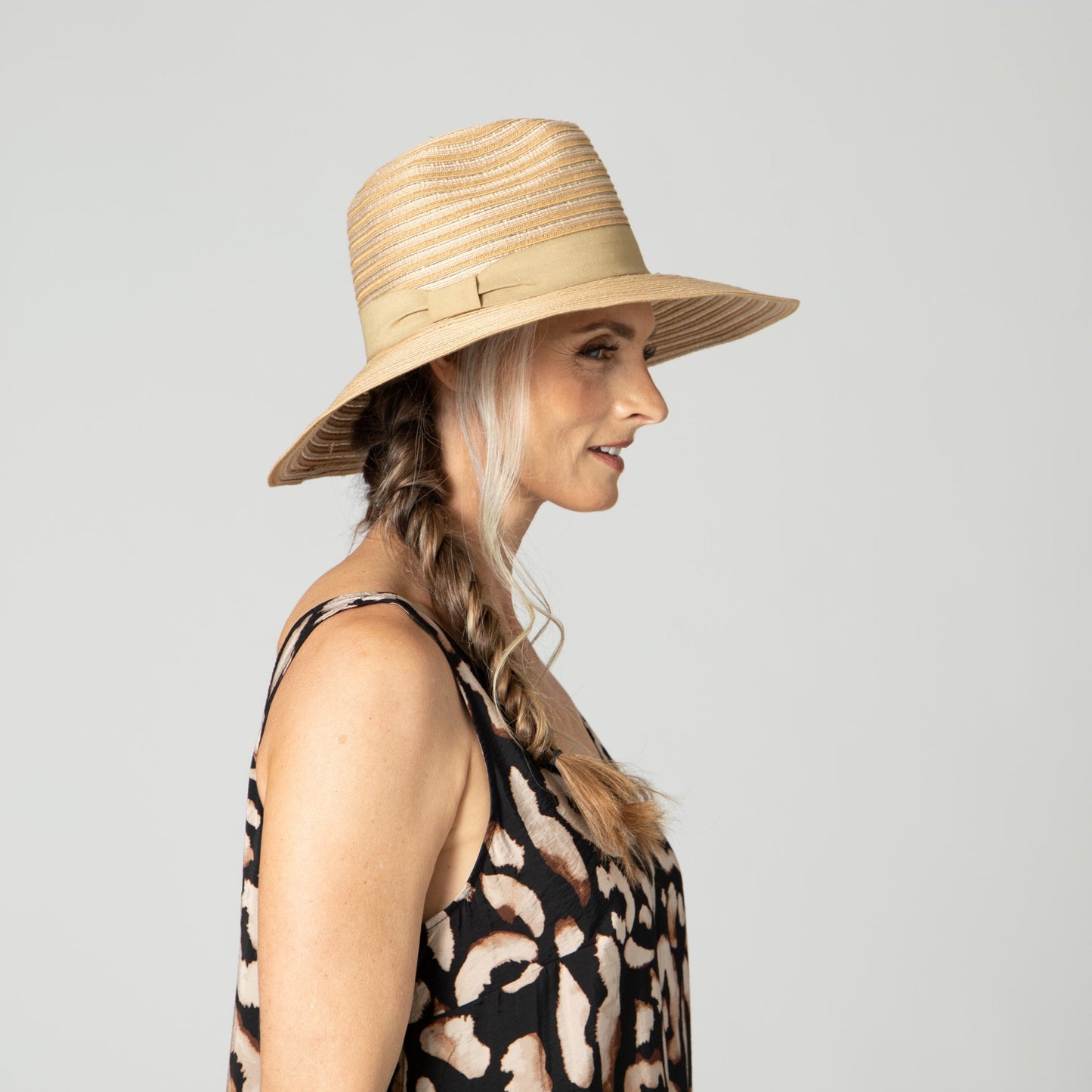 Women's Mixed Braid Pinched Knot Trim Fedora