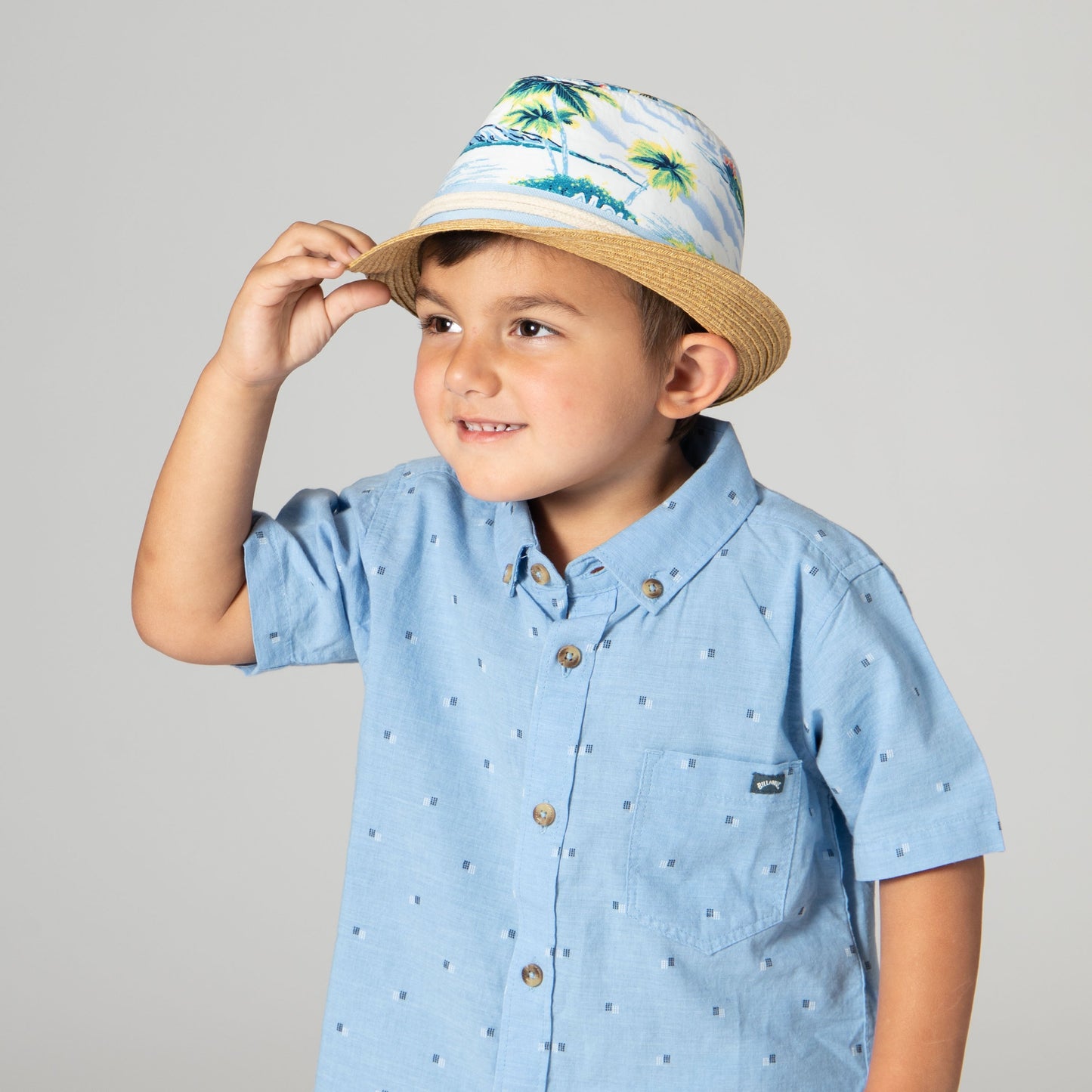 2-4 Yr Kid's Paperbraid Fedora with Tropical Print