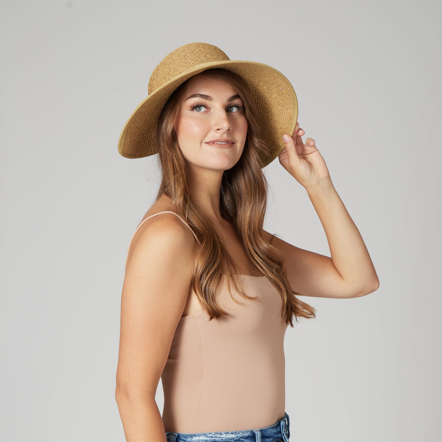 Women's Ultrabraid Round Crown Face Saver Sun Hat with Grosgrain Ribbon and Velcro Back Closure