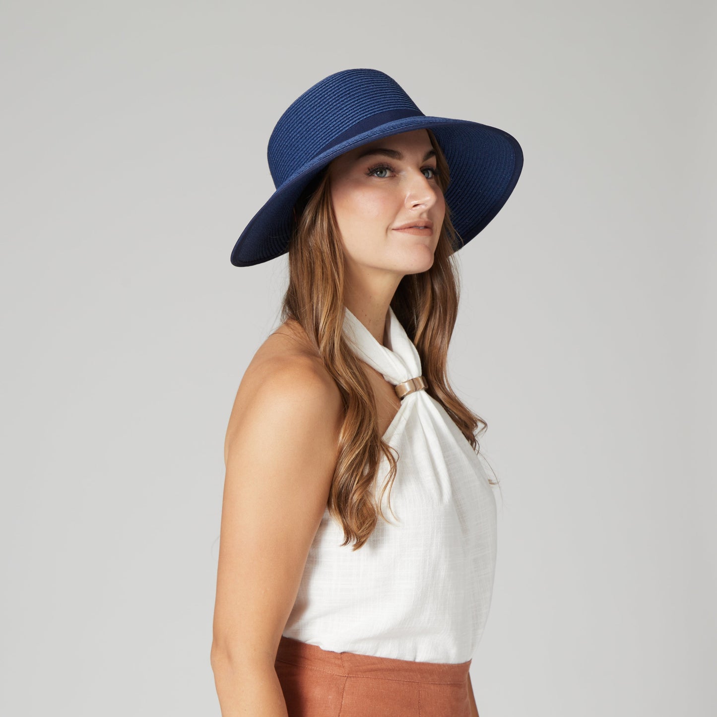 Women's Ultrabraid Round Crown Face Saver Sun Hat with Grosgrain Ribbon and Velcro Back Closure