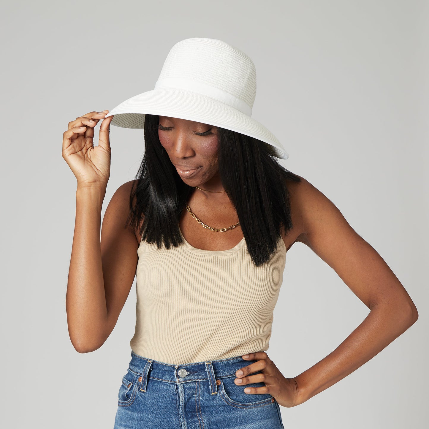 Women's Ultrabraid Round Crown Face Saver Sun Hat with Grosgrain Ribbon and Velcro Back Closure