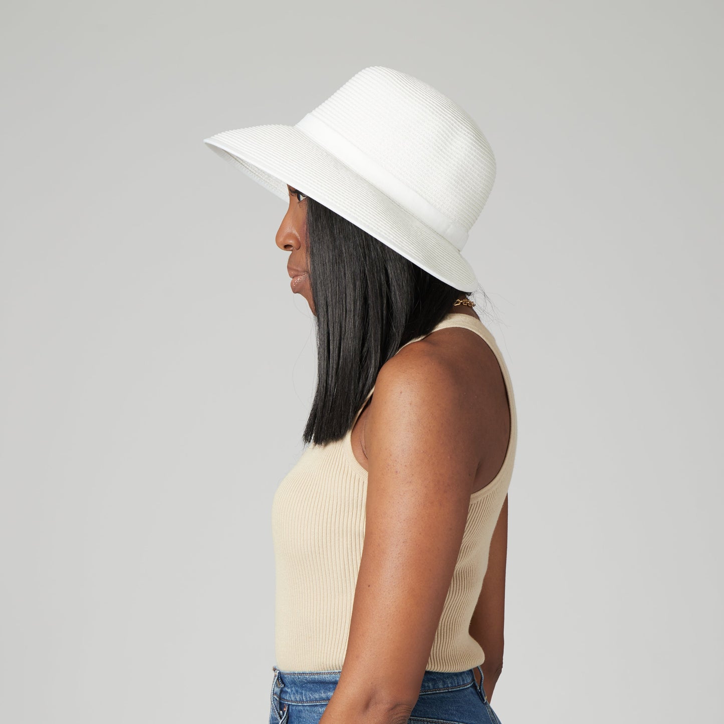 Women's Ultrabraid Round Crown Face Saver Sun Hat with Grosgrain Ribbon and Velcro Back Closure
