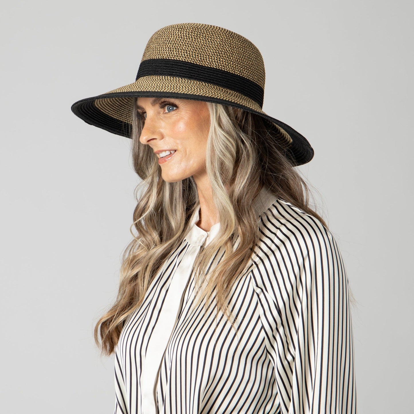 Women's Water Repellent Striped Cloche