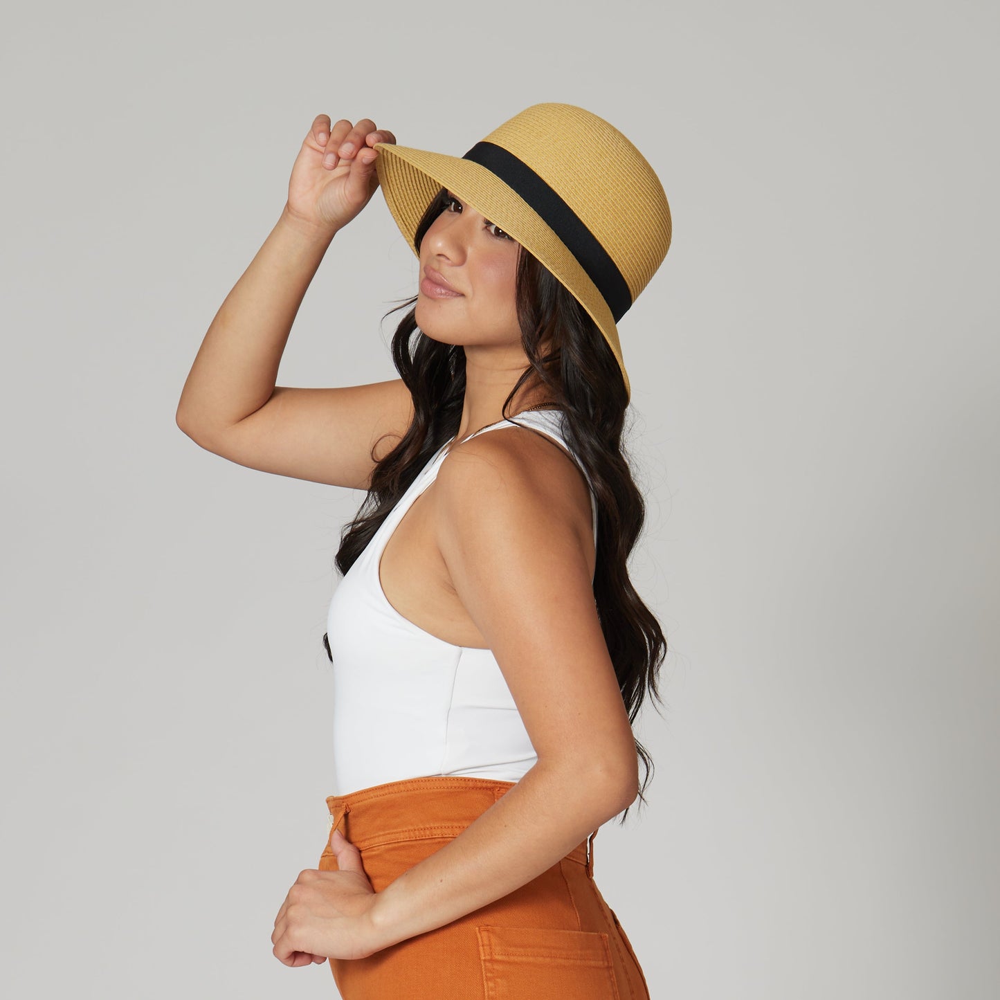 Women's ultrabraid cloche with grosgrain bow trim