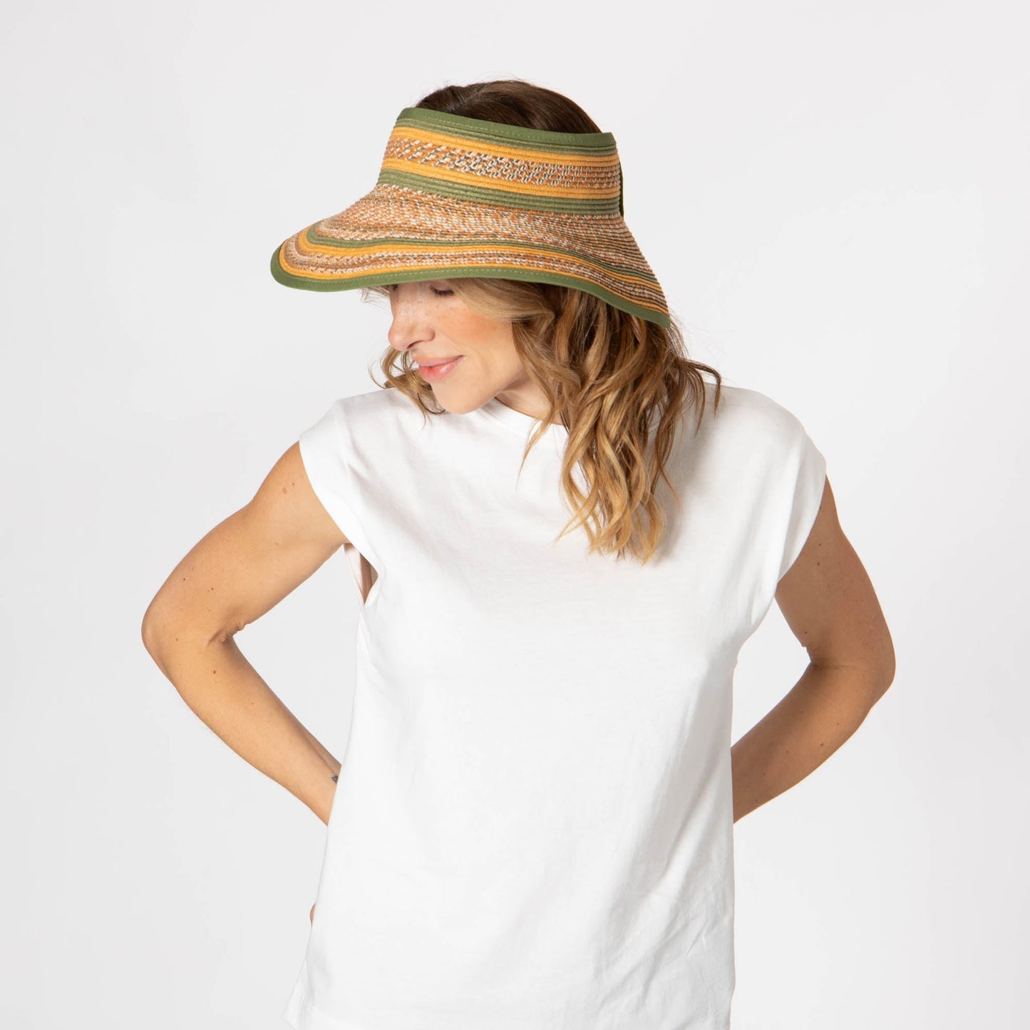 Women's Neutral Colored Ultrabraided Large Brim Packable Visor (UBV2004)
