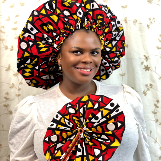 2XL Kente Silk Lined African Print Bonnet