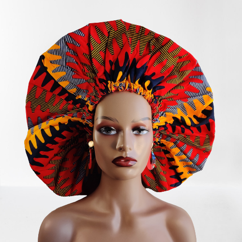 XL Silk Lined African Print Bonnet