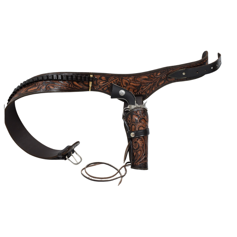 22 Caliber Western Leather Holster Belt - Brown - Osadia Concept Store