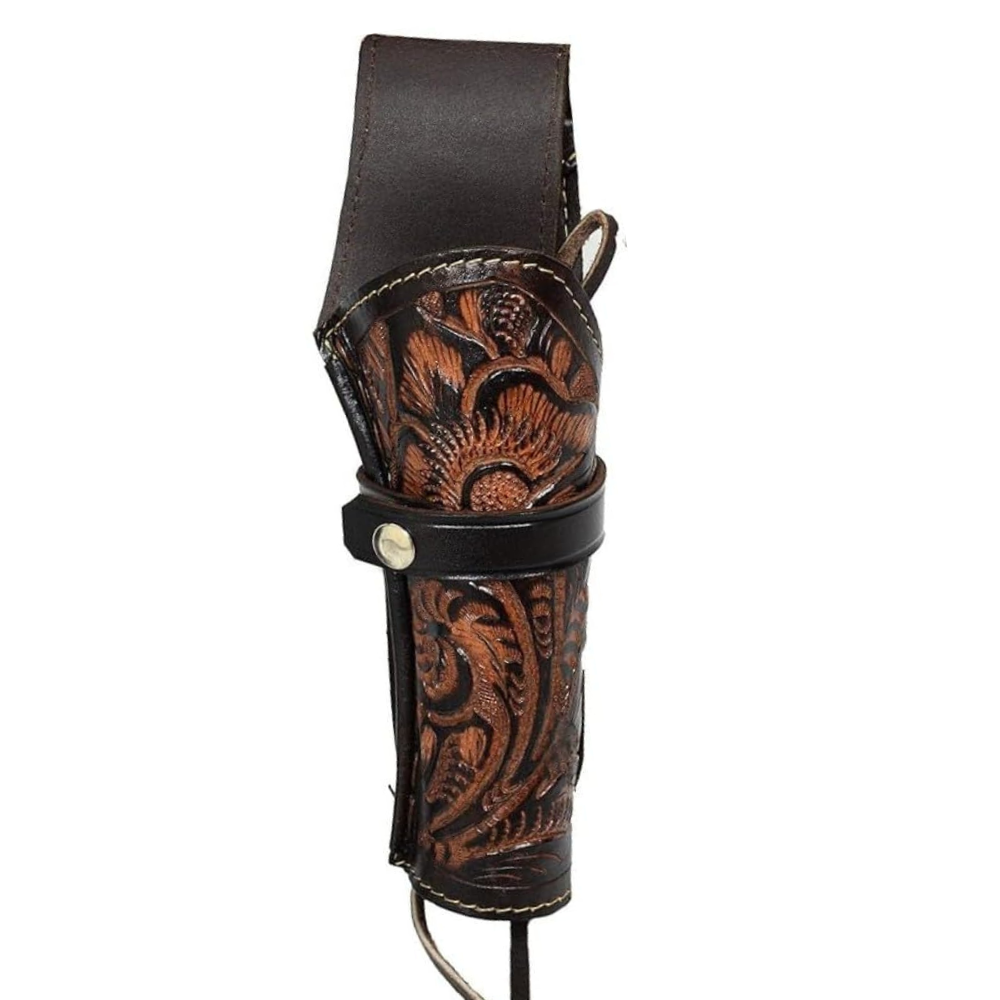 Hip Draw Tooled Leather Holster  - Brown - Osadia Concept Store