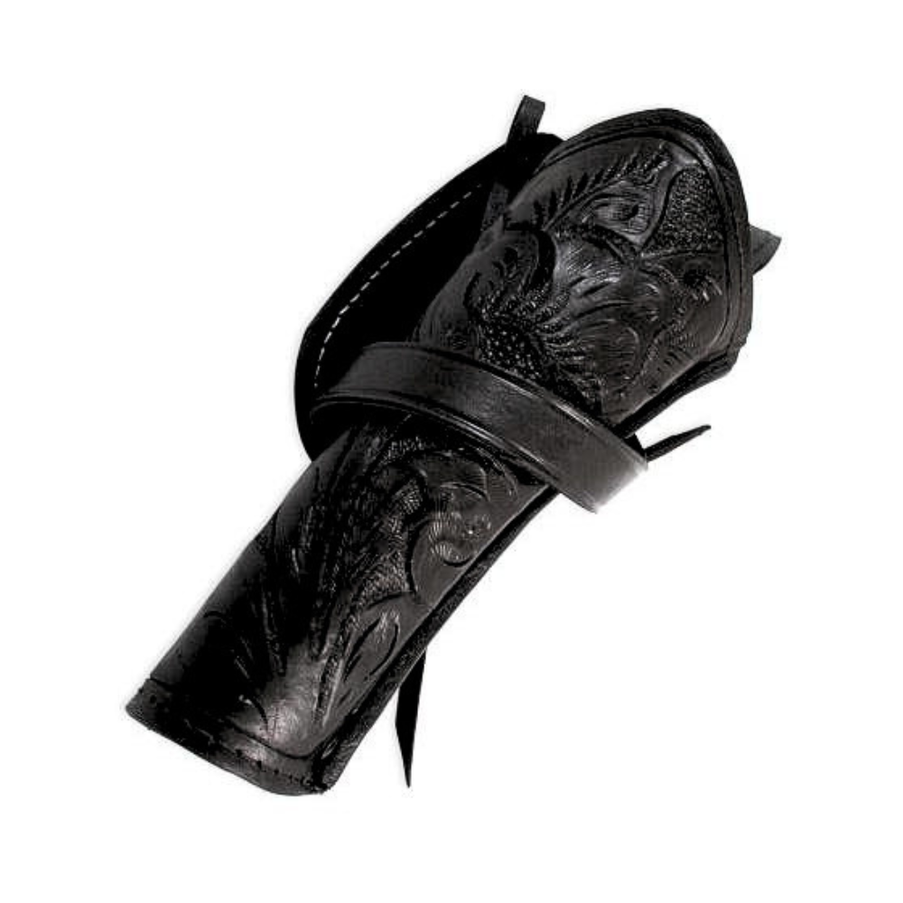 Left Hand Cross Draw Leather Holster - Black Tooled