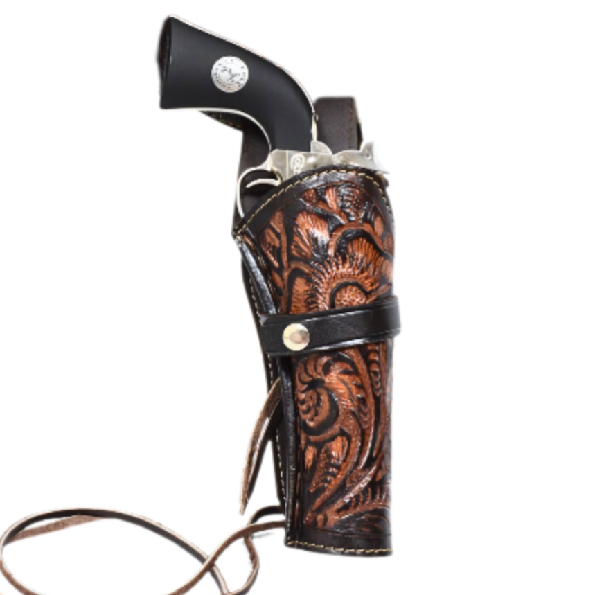 Hip Draw Tooled Leather Holster  - Brown - Osadia Concept Store