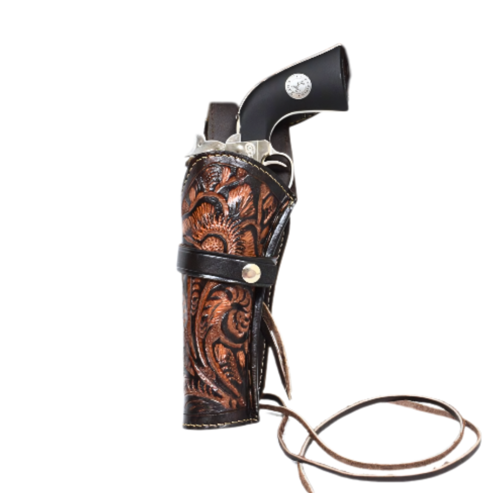 Hip Draw Tooled Leather Holster  - Brown - Osadia Concept Store