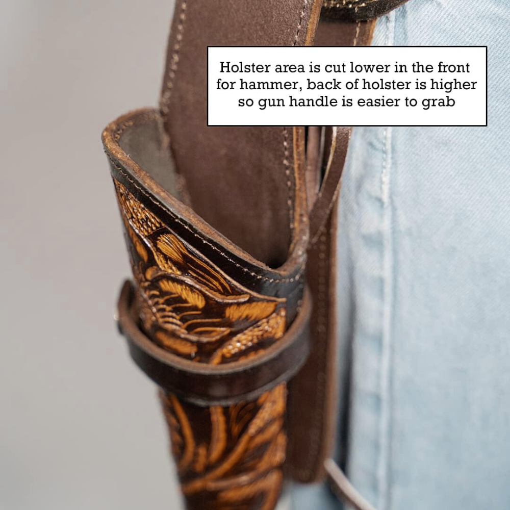 Hip Draw Tooled Leather Holster  - Brown - Osadia Concept Store
