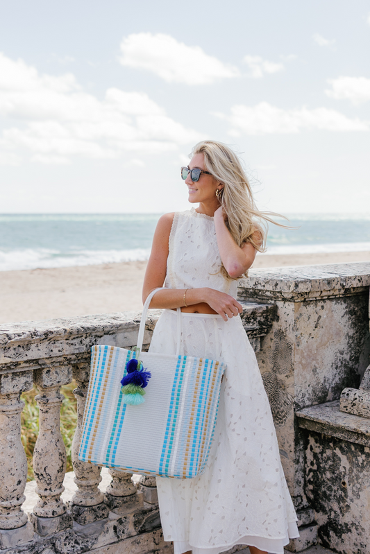 Ocean Blue Preppy Citron Tote
