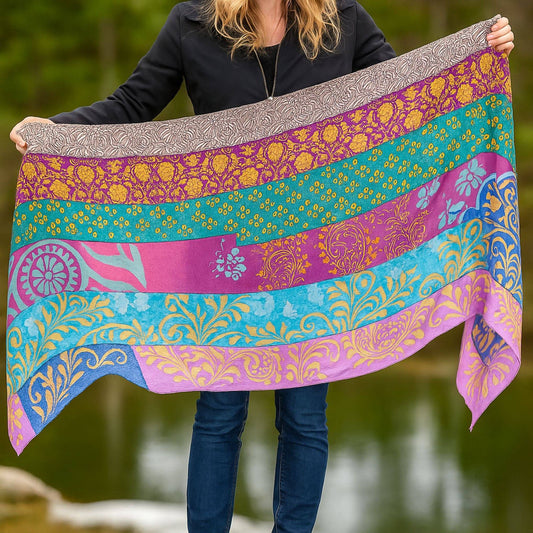 Reclaimed Sari Medley Scarf