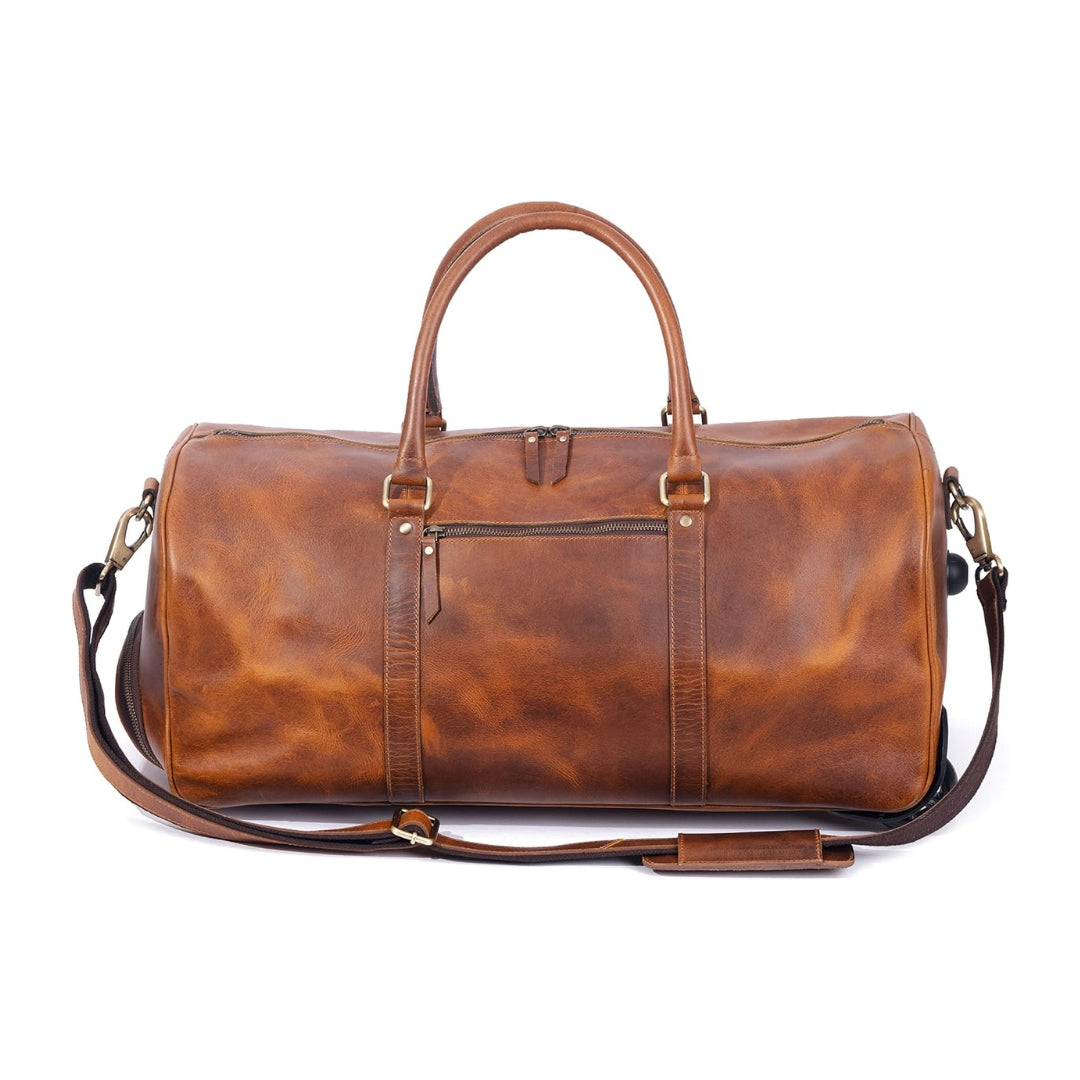 Tan Leather Trolley Bag 44L - Osadia Concept Store
