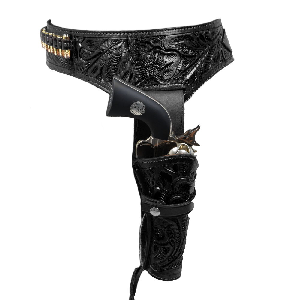 44/45 Caliber Revolver Leather Holster Belt - Black - Osadia Concept Store