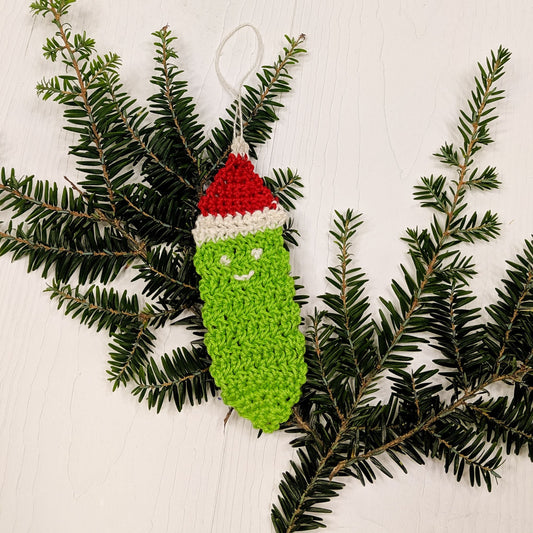 Christmas Pickle Ornament Crochet Pattern – Funny Holiday Ornament DIY | Darn Good Yarn