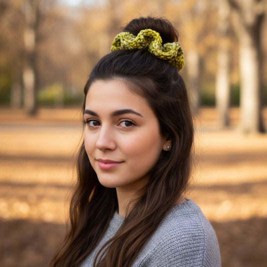 Triple Ripple Scrunchie & Pleated Headband Patterns – Knit & Crochet Accessory Set | Darn Good Yarn
