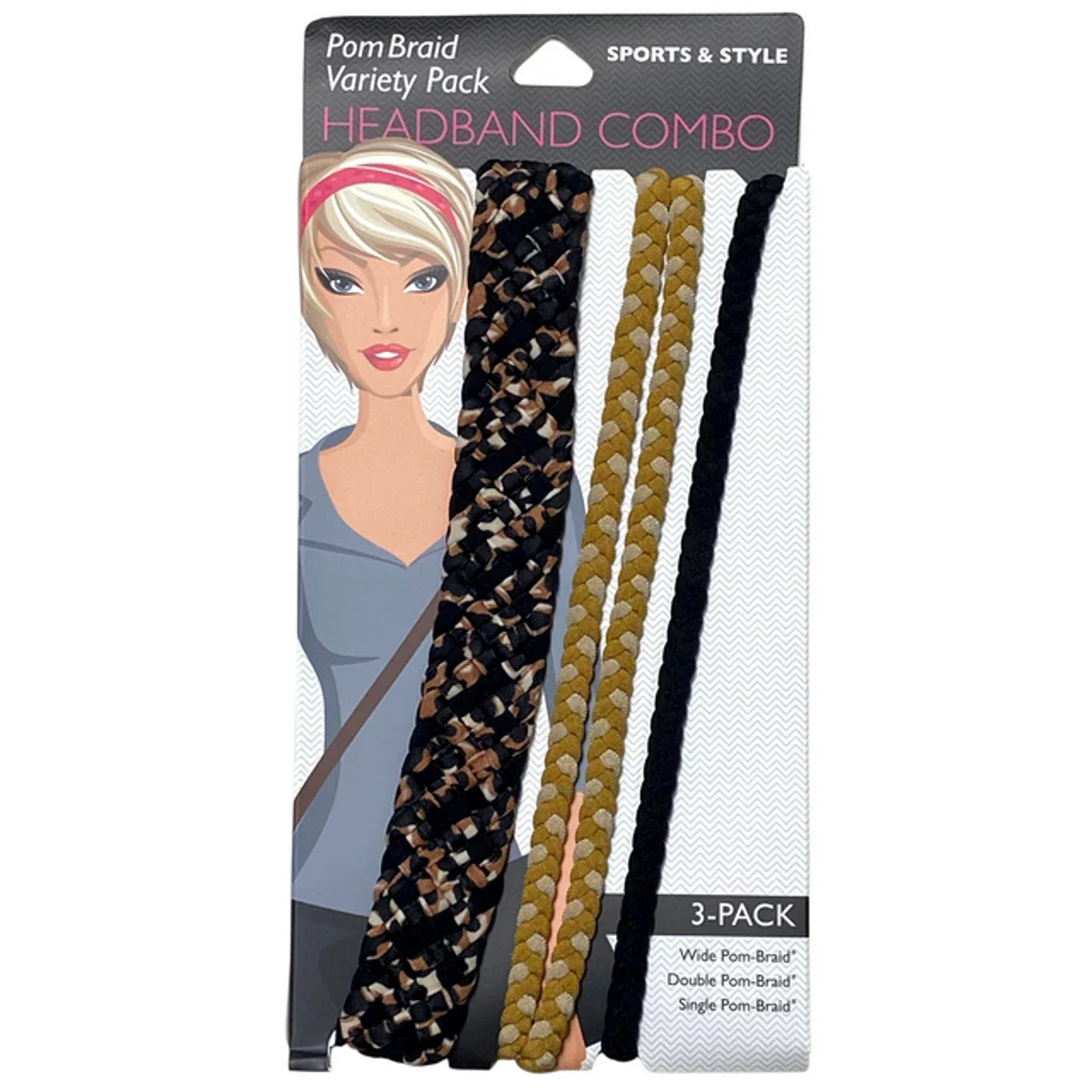 Stretchy Braid and Knotted Headbands | Nylon Hairband Hair Accessory | Workout Headband Packs and Singles