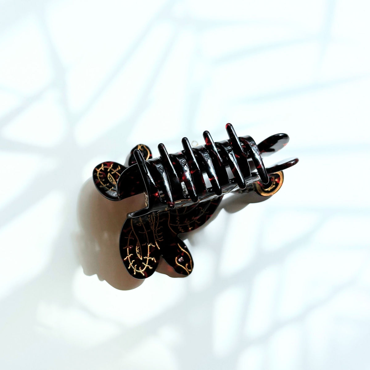 Velvet Claws Coiled Snake Claw in Brown Gold and Red Hair Clip