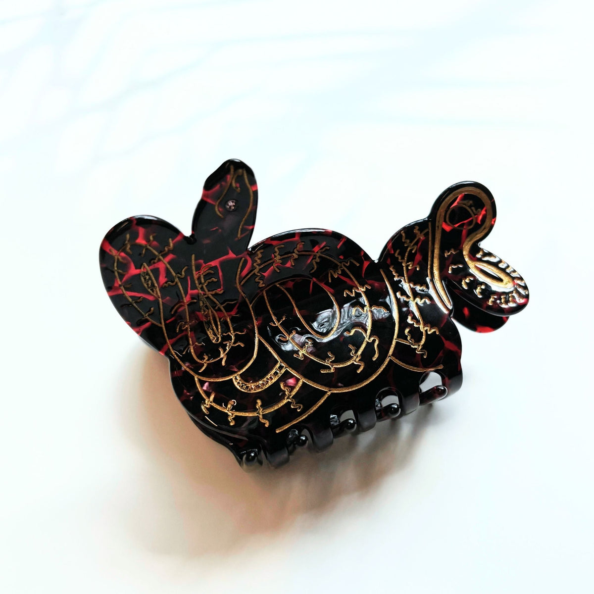 Velvet Claws Coiled Snake Claw in Brown Gold and Red Hair Clip