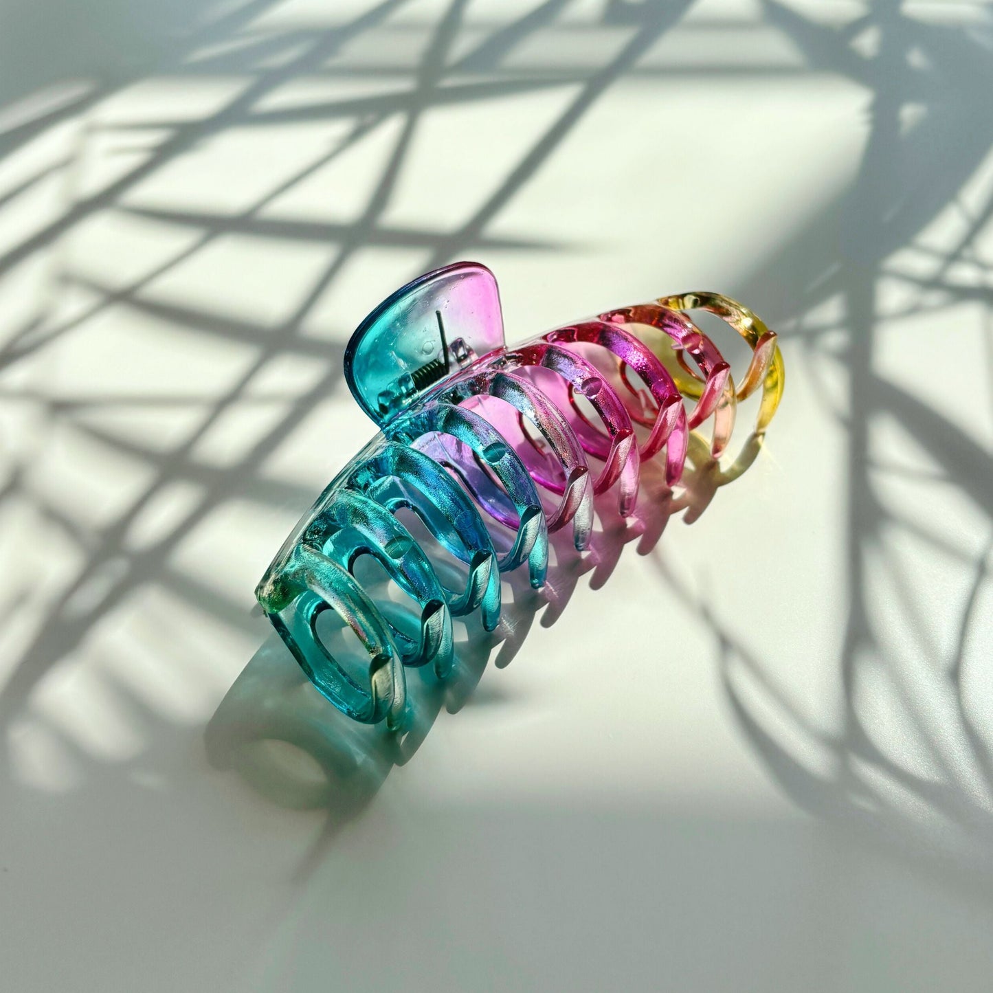 Velvet Claws Hair Claw | The Lobster in Glossy Translucent Rainbow | Claw Clip in Velvet Travel Bag