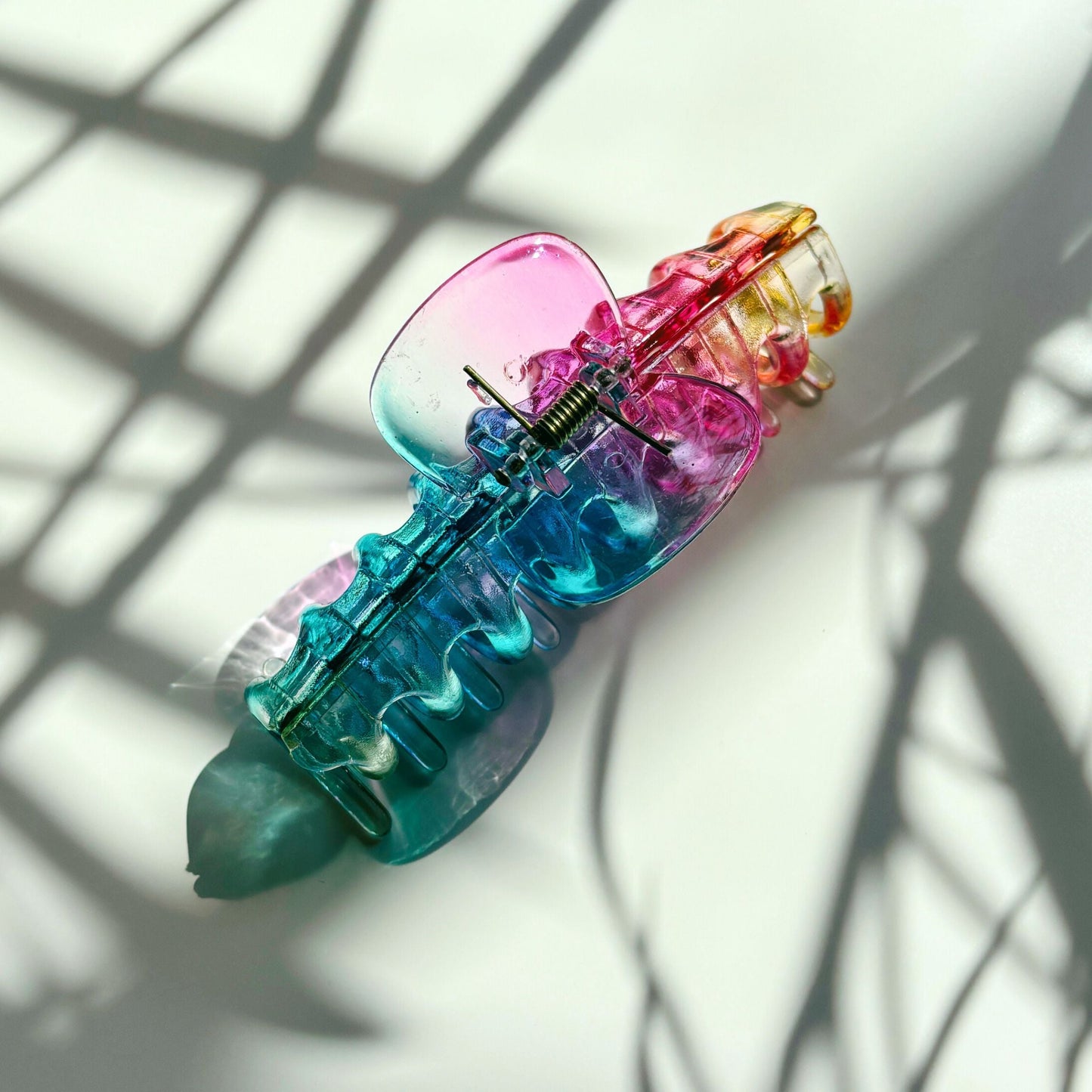 Velvet Claws Hair Claw | The Lobster in Glossy Translucent Rainbow | Claw Clip in Velvet Travel Bag