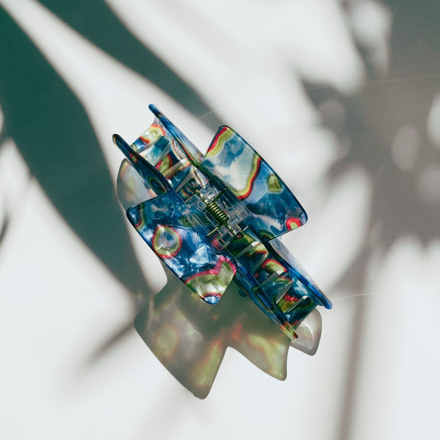 Velvet Claws Hair Clip | The Psychedelic in Blue Acid Trip | Claw Clip in Velvet Travel Bag