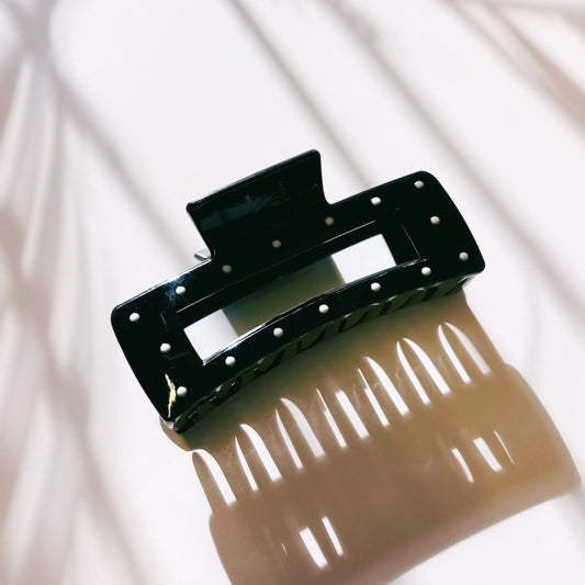 Velvet Claws Uptown Lady in Black Dot Hair Clip | Claw Clip in Velvet Travel Bag