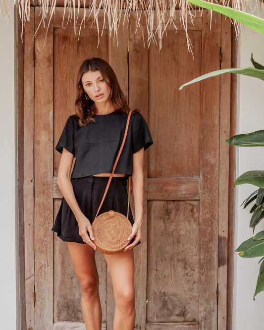Round Rattan Purse