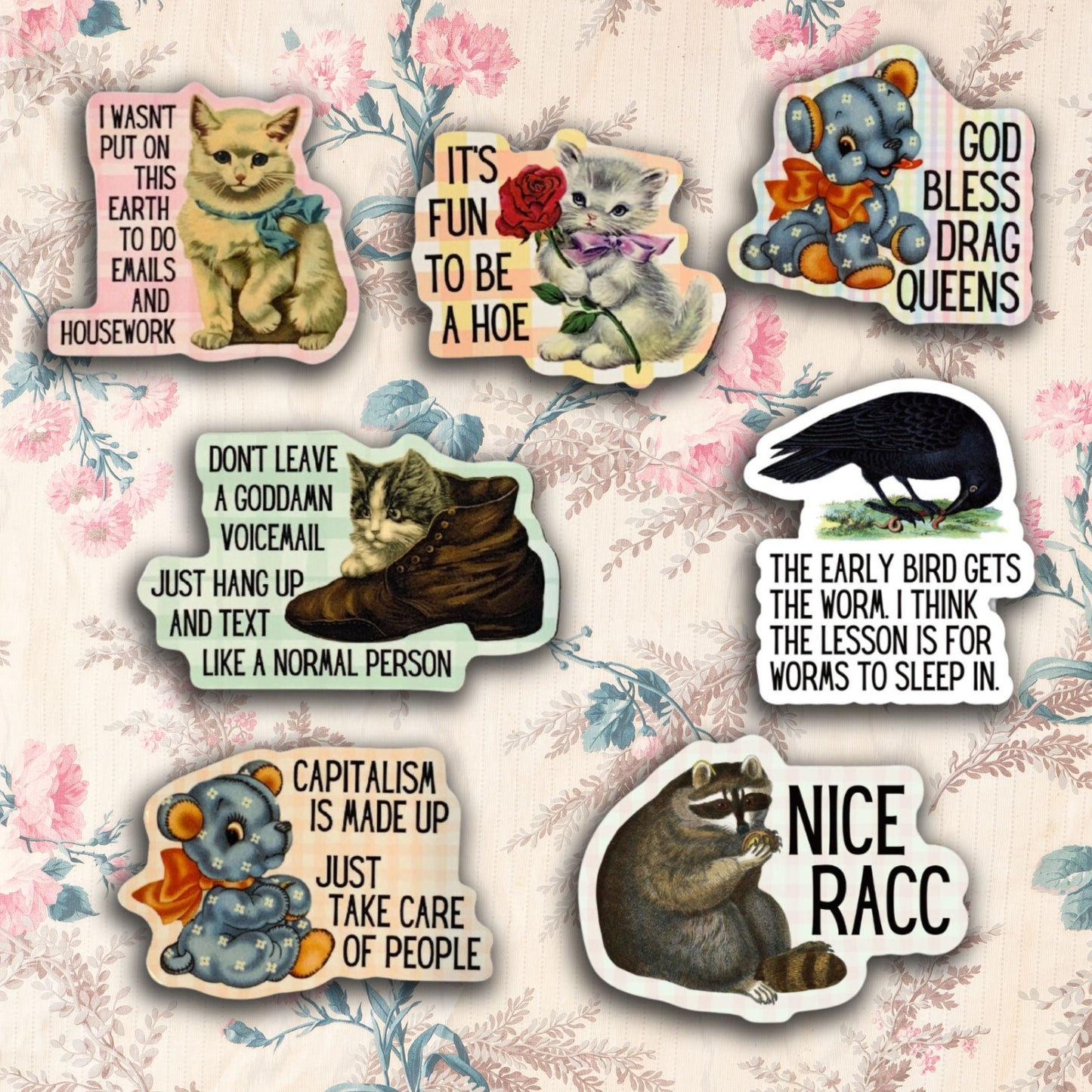 Vintage Animal Sticker Pack - 7 Designs