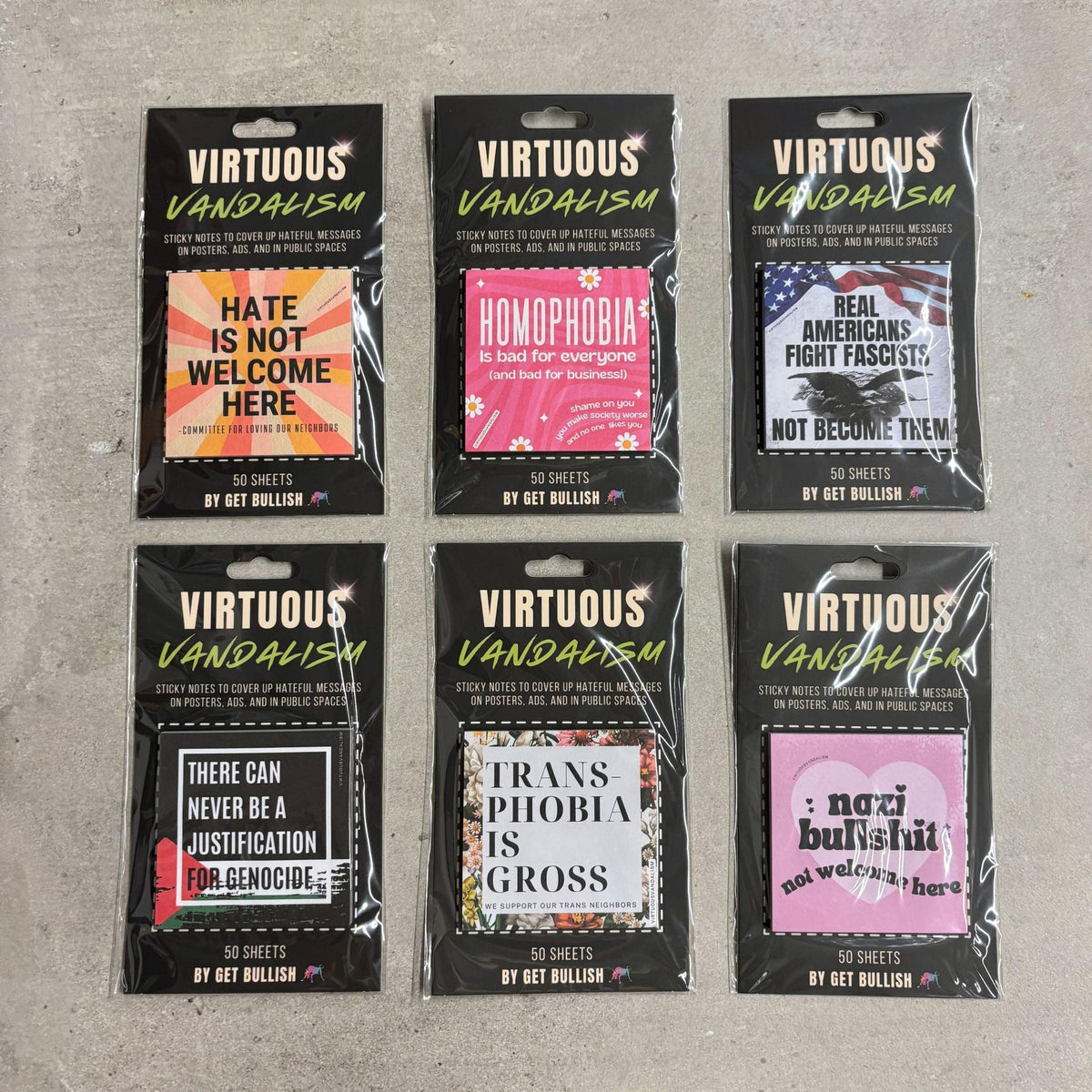 Virtuous Vandalism “Nazi Bullshit Not Welcome Here” Sticky Notes 3" x 3" Pack of 50 | Combat and Cover Offensive Public Messages with Adhesive Protest Notes