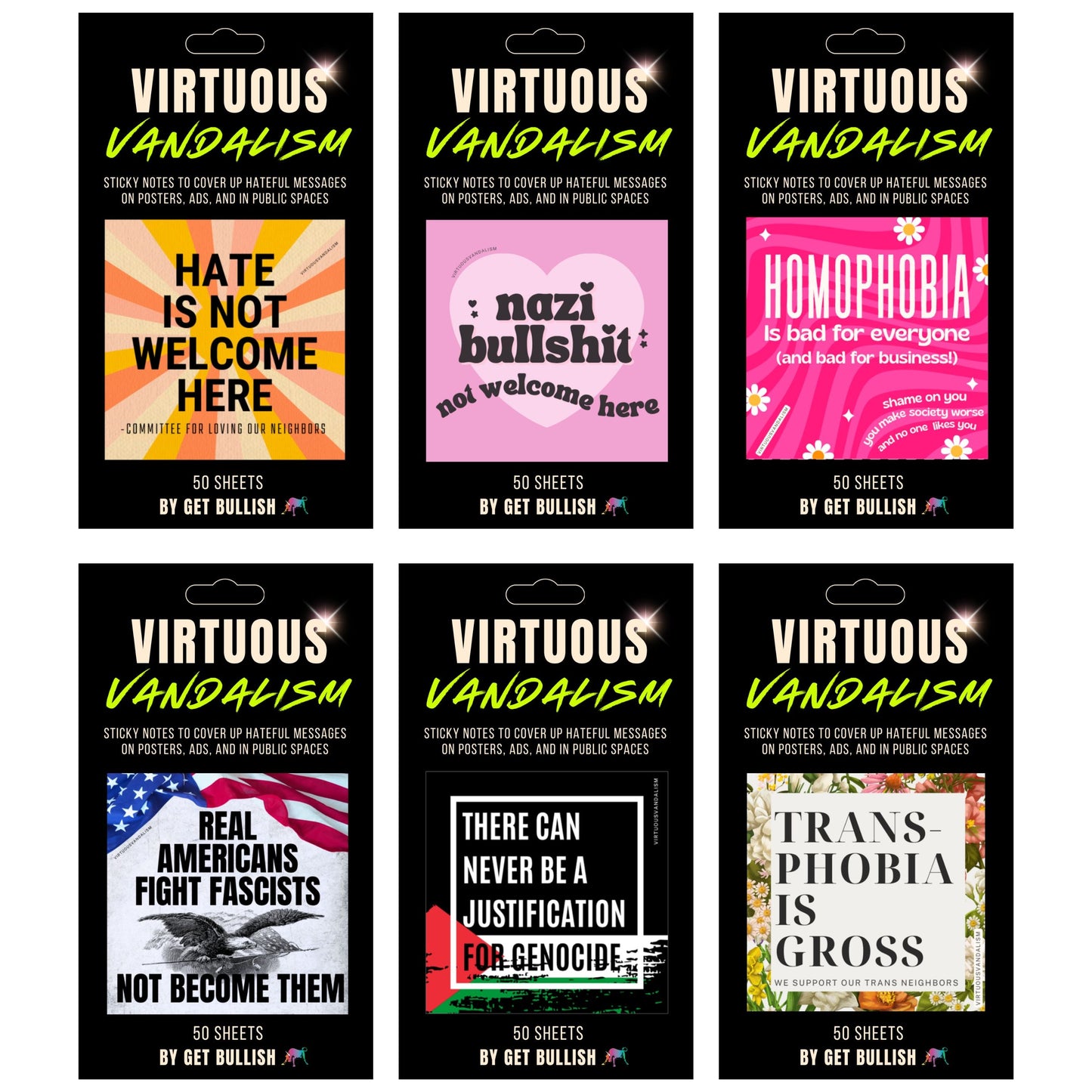 Virtuous Vandalism “Homophobia is Bad for Everyone” Sticky Notes 3" x 3" Pack of 50 | Combat and Cover Offensive Public Messages with Adhesive Protest Notes