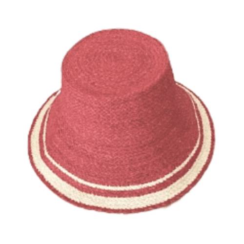 Kara Bucket Hat, Papaya with Natural Stripe
