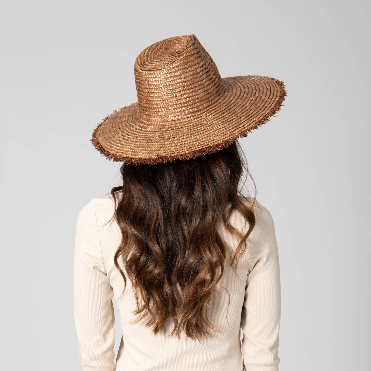 No Retouch - Wheat Straw Fedora with Frayed Raffia Trim
