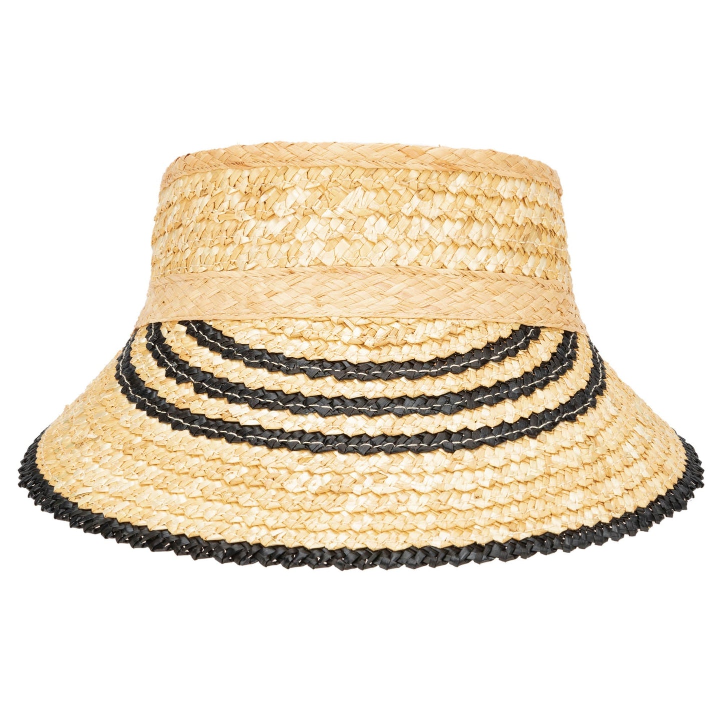 Weekend Getaway - Women's Textured Wheat Straw Visor With Stripe & Velcro Back