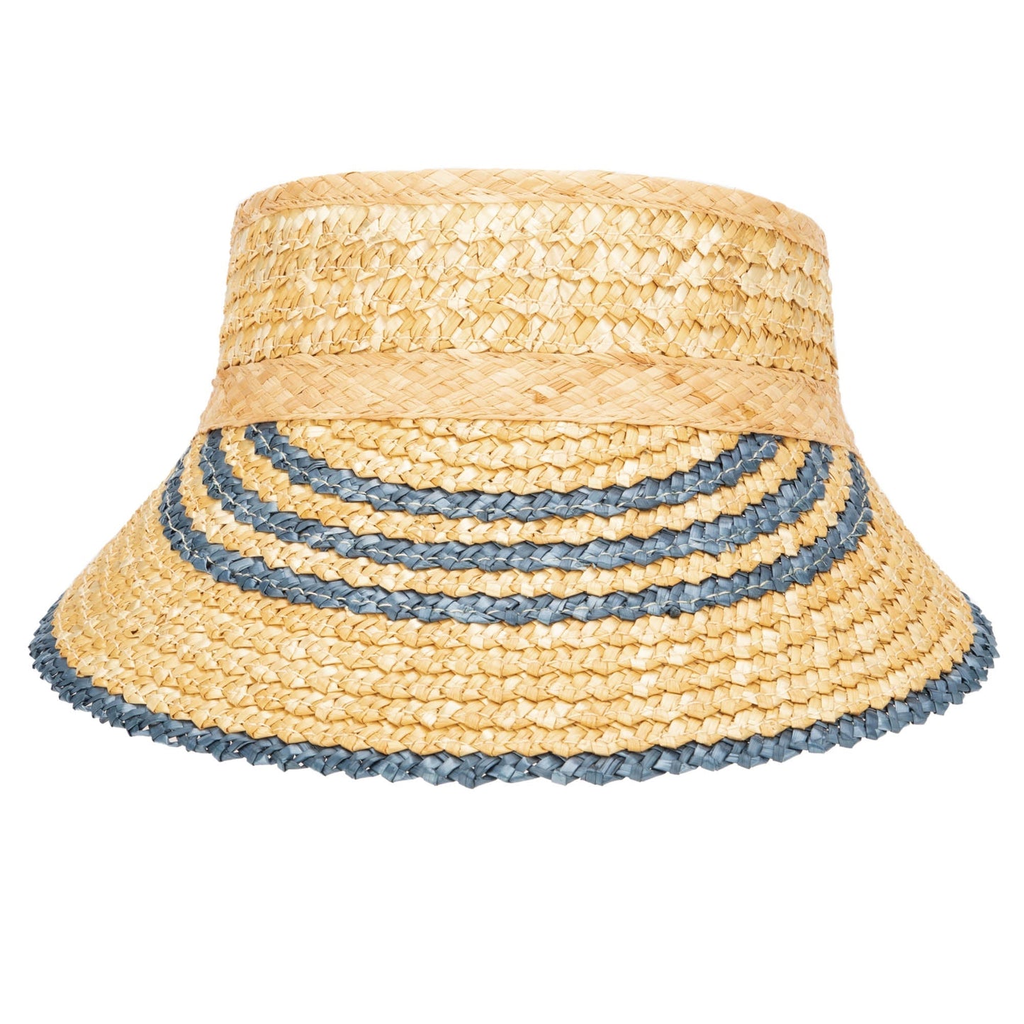 Weekend Getaway - Women's Textured Wheat Straw Visor With Stripe & Velcro Back