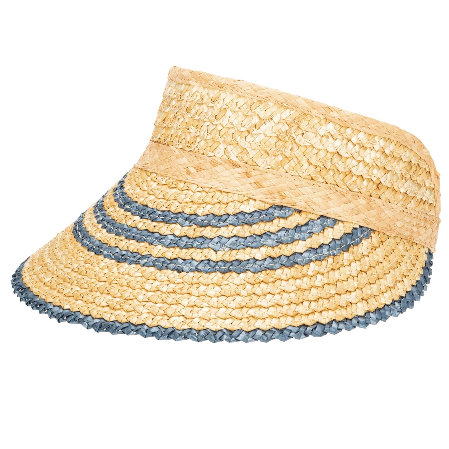 Weekend Getaway - Women's Textured Wheat Straw Visor With Stripe & Velcro Back