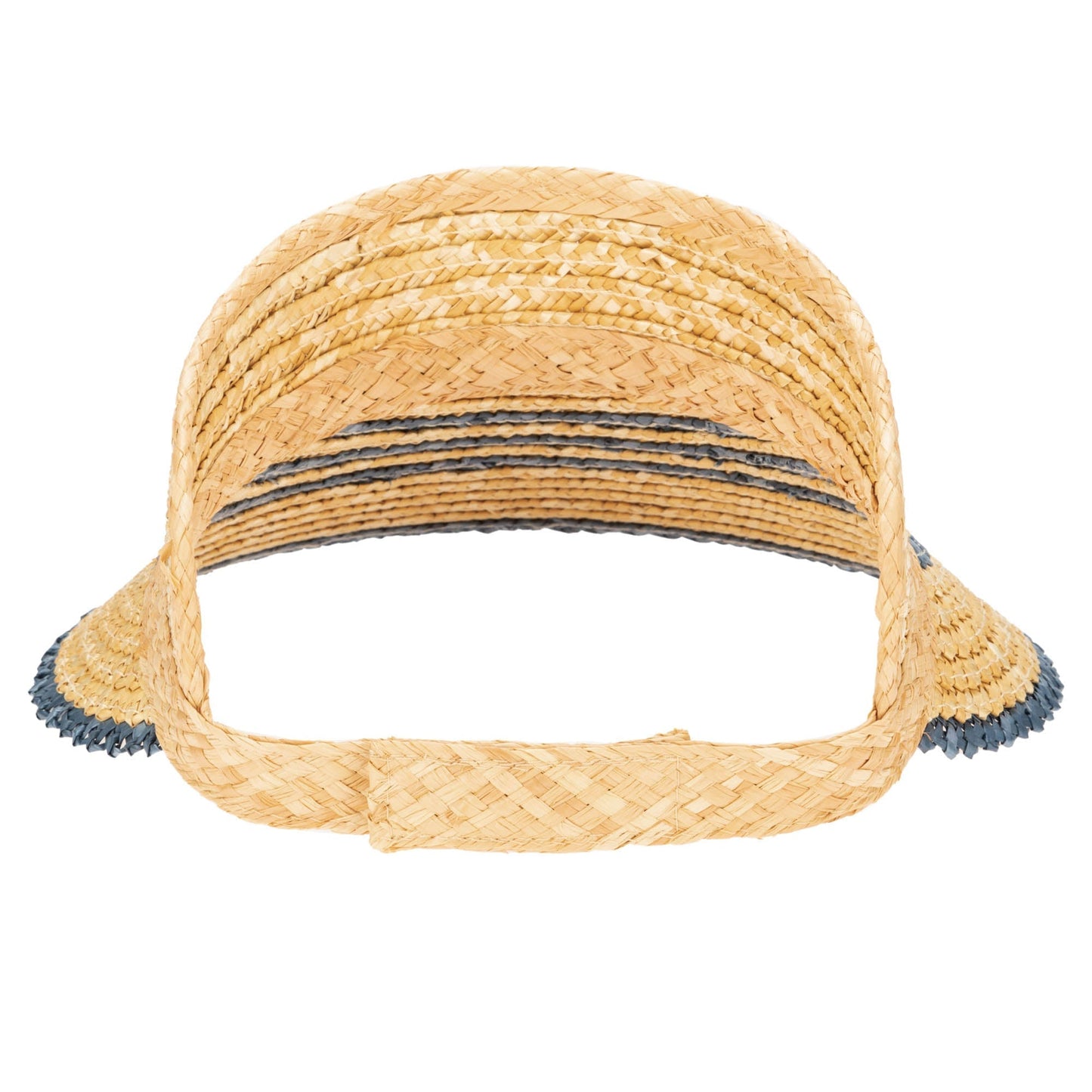 Weekend Getaway - Women's Textured Wheat Straw Visor With Stripe & Velcro Back