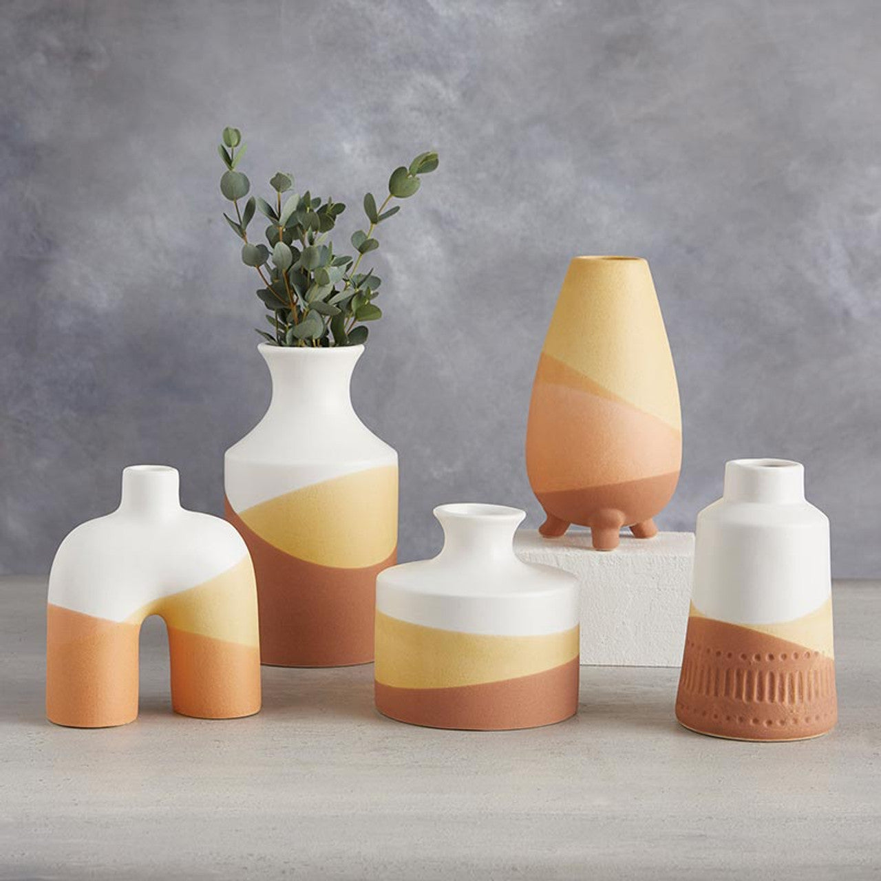 Warm Colors Wide Pot | Ceramic Decorative Vase | 5" x 5"