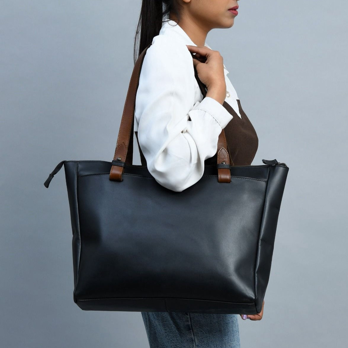 Portland Leather Tote with Zipper - Osadia Concept Store