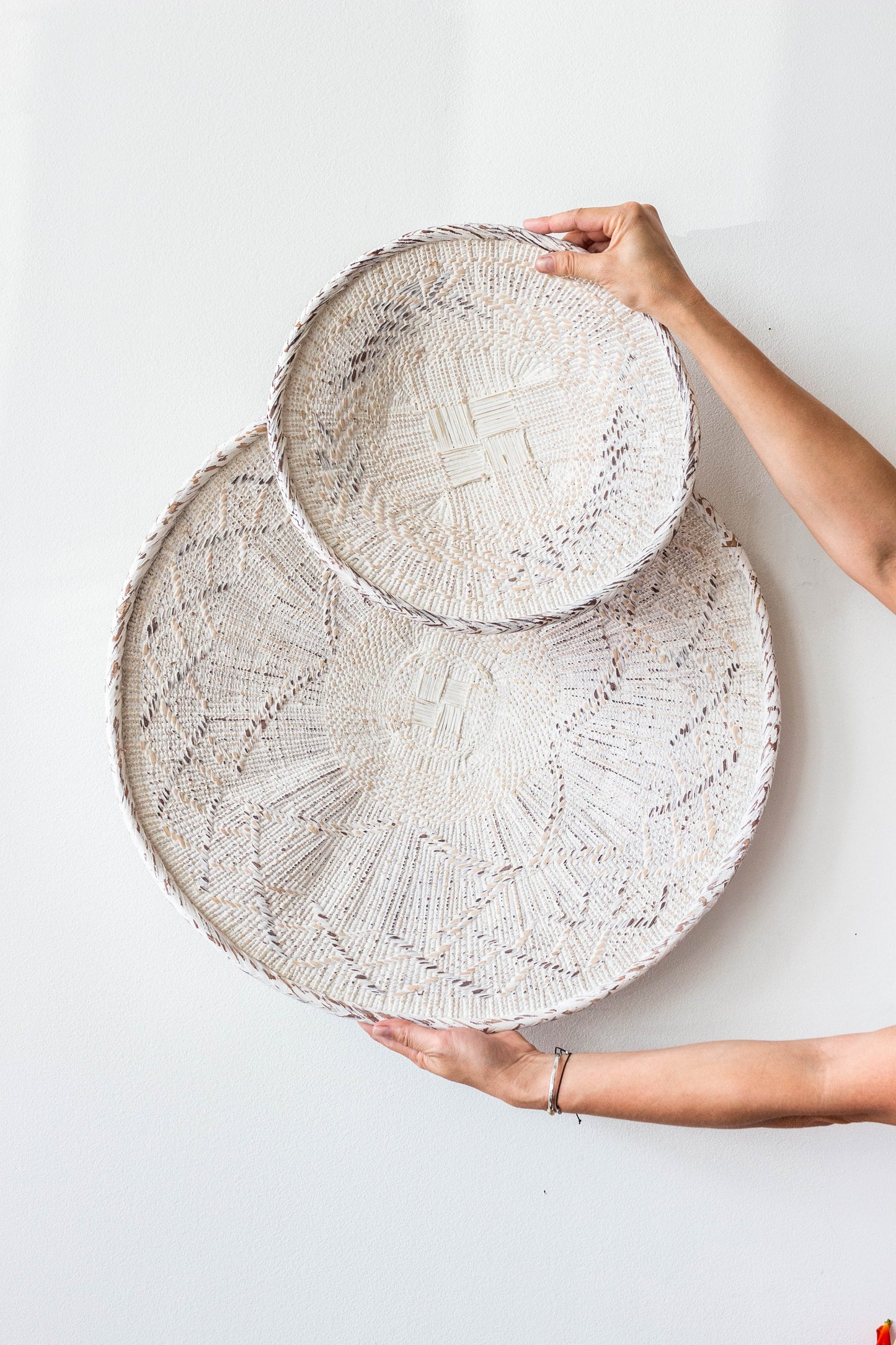 Statement White Washed African Wall Decor Basket