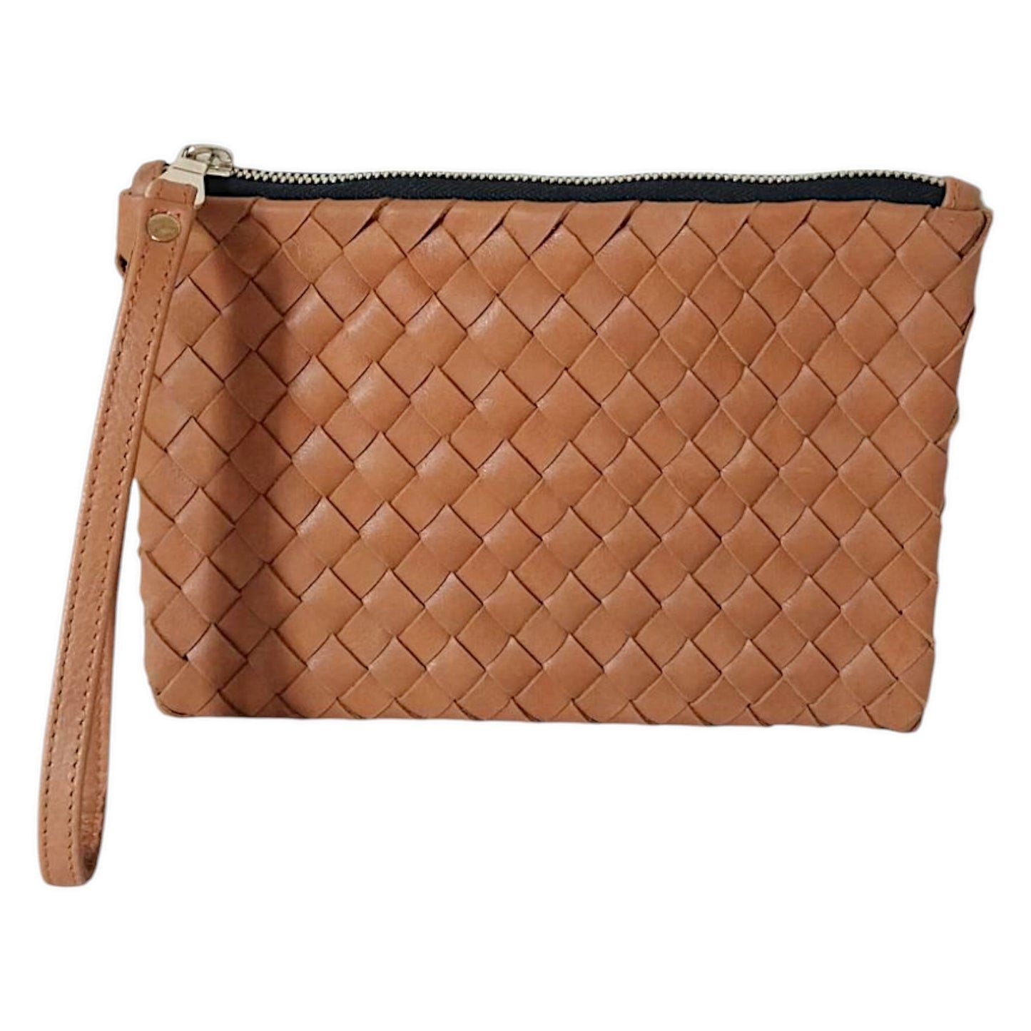 Woven Leather-Flat Zip Pouch